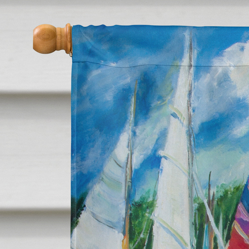 Eastern Shore Sailboats House Flag 28x40 Porch Sleeve Pole Decorative Outside Yard Banner Artwork Wall Hanging, Polyester