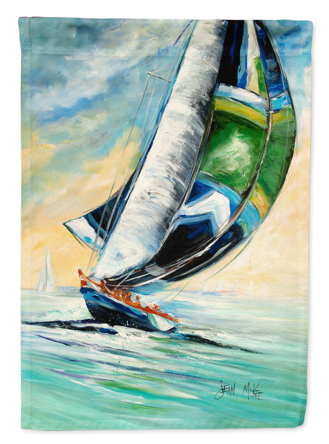 Cruising the Coast Sailboats House Flag 28x40 Porch Sleeve Pole Decorative Outside Yard Banner Artwork Wall Hanging, Polyester
