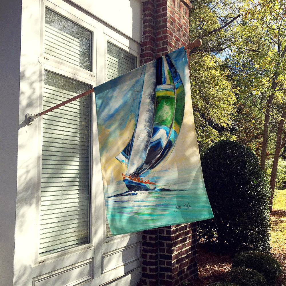Cruising the Coast Sailboats House Flag 28x40 Porch Sleeve Pole Decorative Outside Yard Banner Artwork Wall Hanging, Polyester