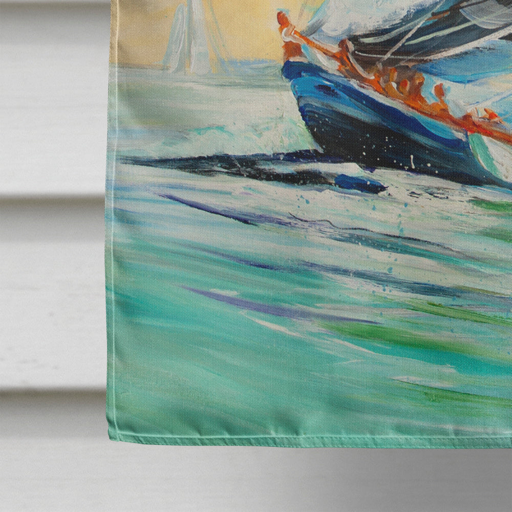 Cruising the Coast Sailboats House Flag 28x40 Porch Sleeve Pole Decorative Outside Yard Banner Artwork Wall Hanging, Polyester