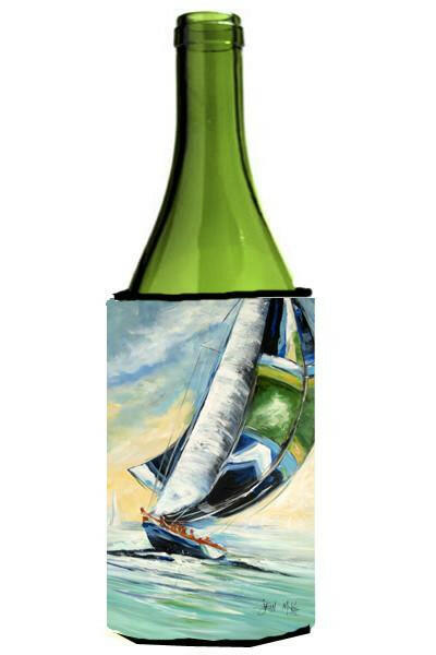 Cruising the Coast Sailboats Wine Bottle Hugger Gift Sleeve for Standard 750 ml Bottles, Insulated Reusable Also Fits Mini Shot & Pint Bottles