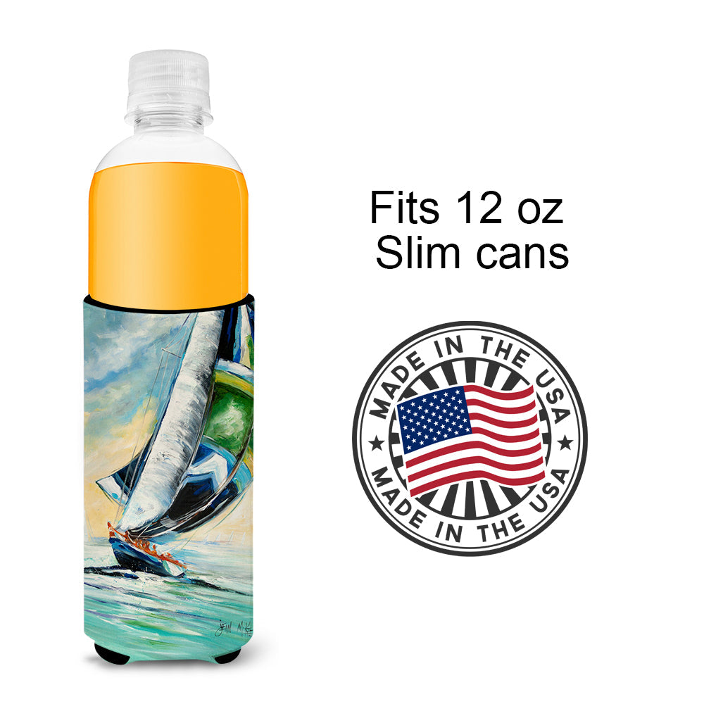 Cruising the Coast Sailboats Slim Can Hugger , Insulated Foam Hugger for 12 oz Slim Cans, Beer Bottles & Water Bottles, Printed in USA
