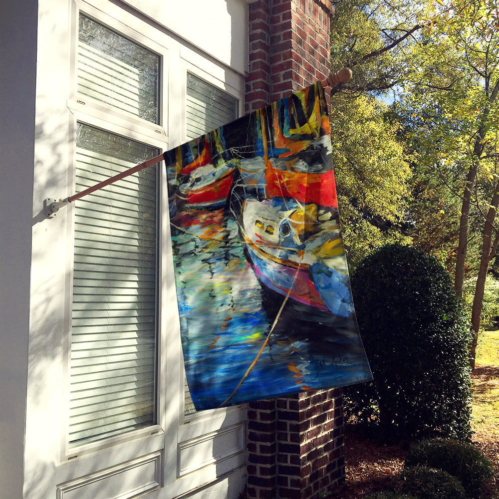 Boat Talk Sailboats House Flag 28x40 Porch Sleeve Pole Decorative Outside Yard Banner Artwork Wall Hanging, Polyester