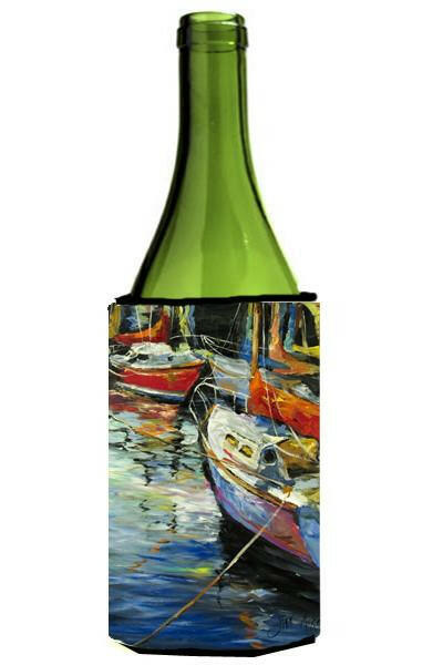 Boat Talk Sailboats Wine Bottle Hugger Gift Sleeve for Standard 750 ml Bottles, Insulated Reusable Also Fits Mini Shot & Pint Bottles