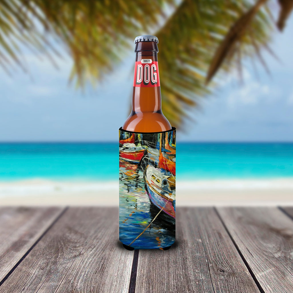 Boat Talk Sailboats Slim Can Hugger , Insulated Foam Hugger for 12 oz Slim Cans, Beer Bottles & Water Bottles, Printed in USA