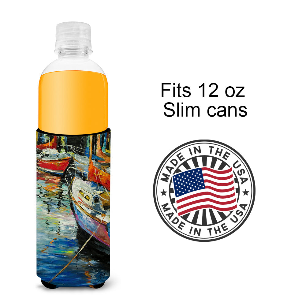 Boat Talk Sailboats Slim Can Hugger , Insulated Foam Hugger for 12 oz Slim Cans, Beer Bottles & Water Bottles, Printed in USA