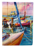Purple Sailboats House Flag 28x40 Porch Sleeve Pole Decorative Outside Yard Banner Artwork Wall Hanging, Polyester