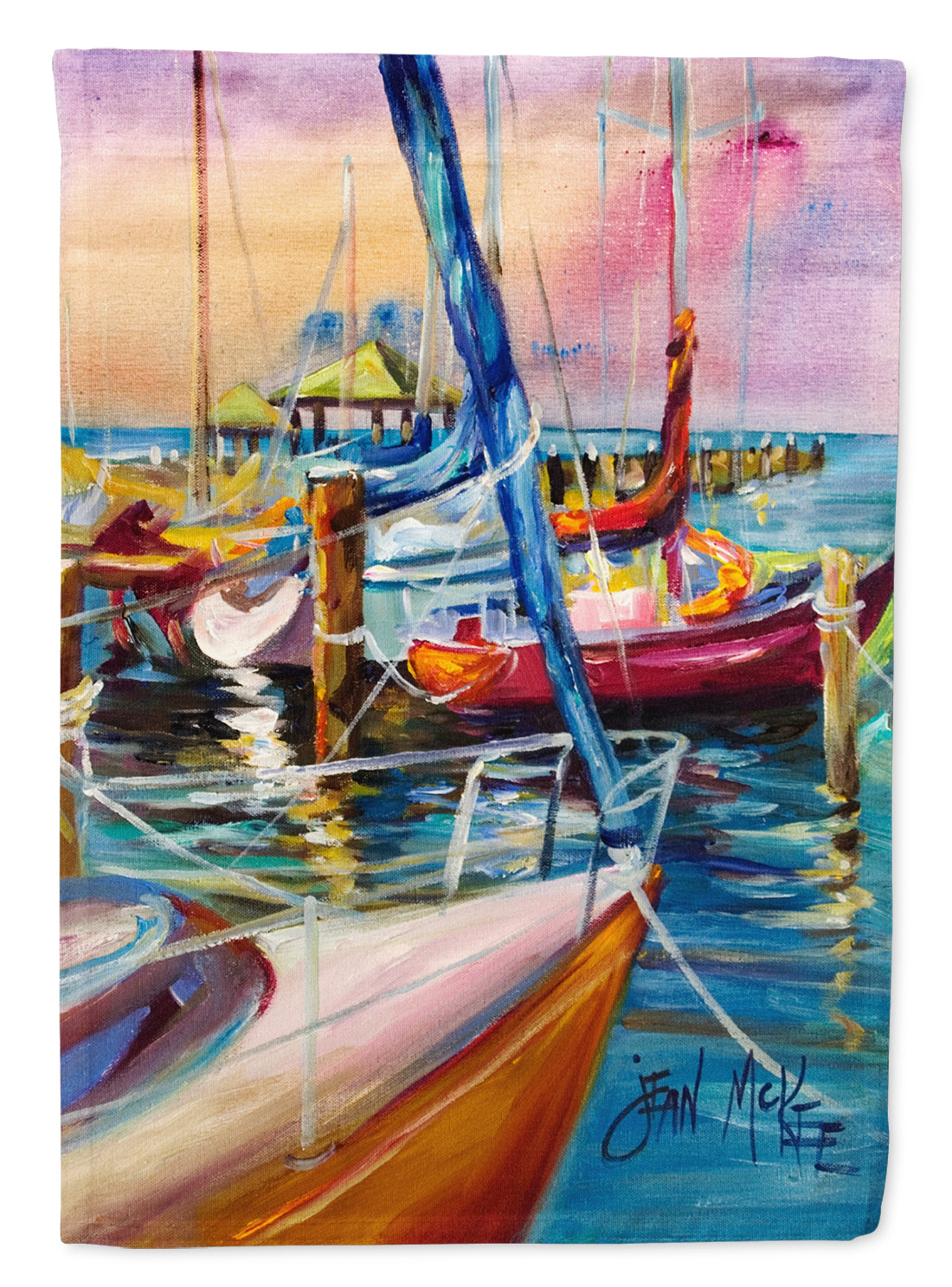 Purple Sailboats House Flag 28x40 Porch Sleeve Pole Decorative Outside Yard Banner Artwork Wall Hanging, Polyester