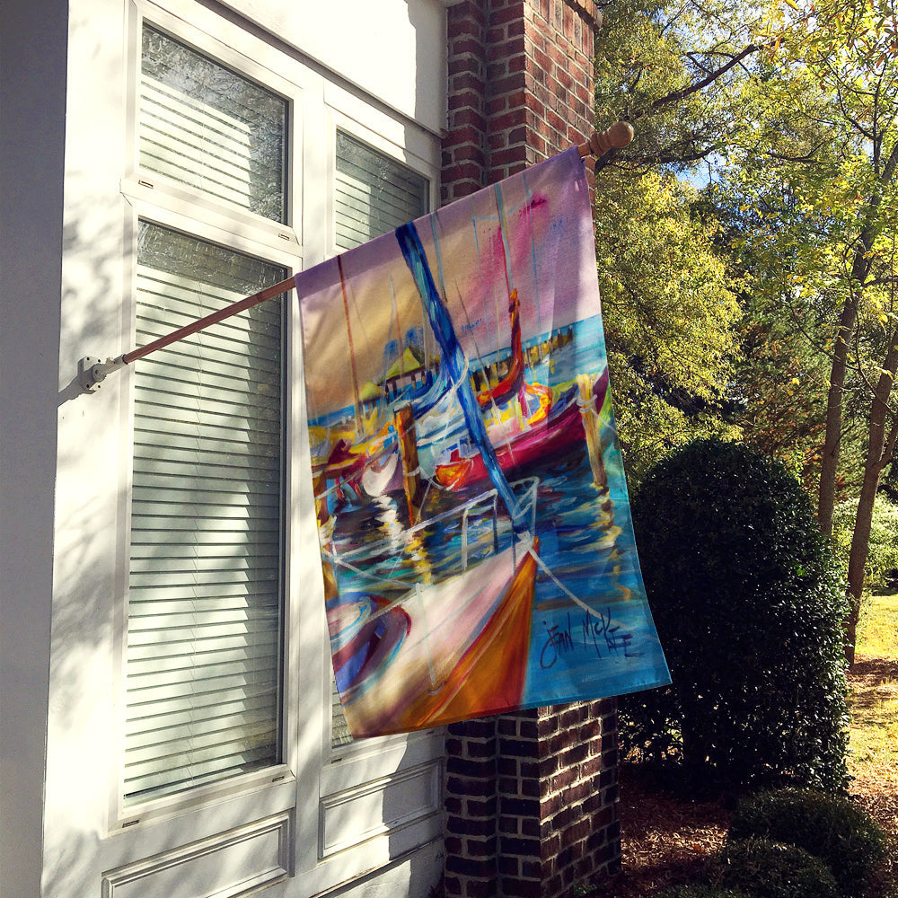 Purple Sailboats House Flag 28x40 Porch Sleeve Pole Decorative Outside Yard Banner Artwork Wall Hanging, Polyester