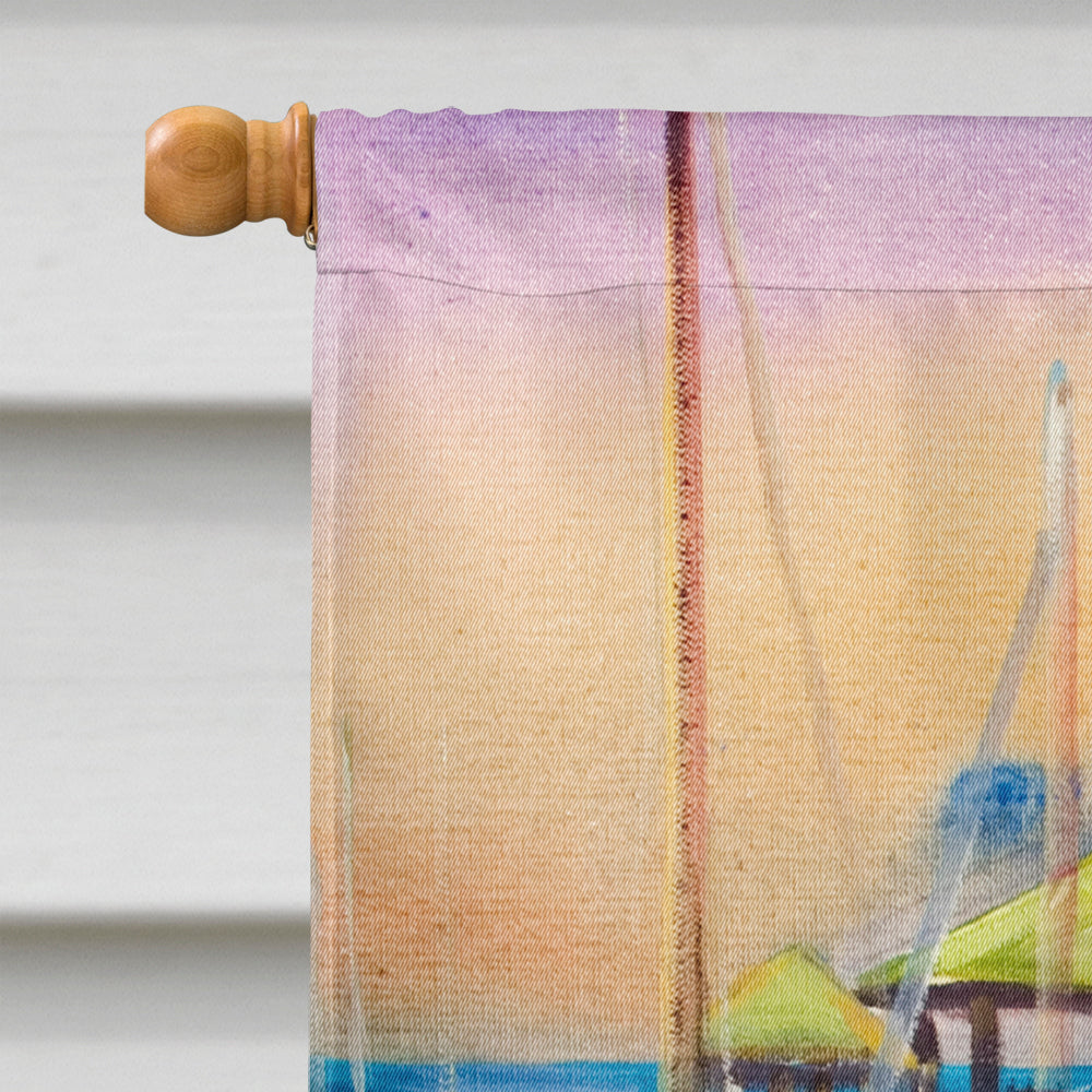 Purple Sailboats House Flag 28x40 Porch Sleeve Pole Decorative Outside Yard Banner Artwork Wall Hanging, Polyester