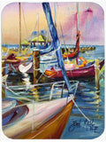 Purple Sailboats Cutting Board Tempered Glass Kitchen Cutting Surface, Heat Resistant Chopping, Non-Slip Feet, Food Prep & Serving