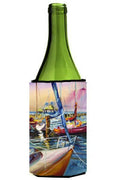 Purple Sailboats Wine Bottle Hugger Gift Sleeve for Standard 750 ml Bottles, Insulated Reusable Also Fits Mini Shot & Pint Bottles