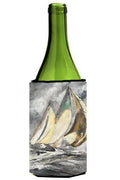 Boat Full Sailboats Wine Bottle Hugger Gift Sleeve for Standard 750 ml Bottles, Insulated Reusable Also Fits Mini Shot & Pint Bottles