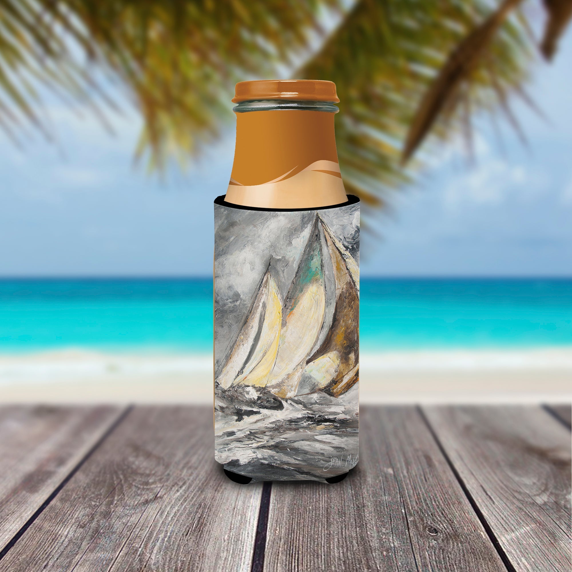 Boat Full Sailboats Slim Can Hugger , Insulated Foam Hugger for 12 oz Slim Cans, Beer Bottles & Water Bottles, Printed in USA