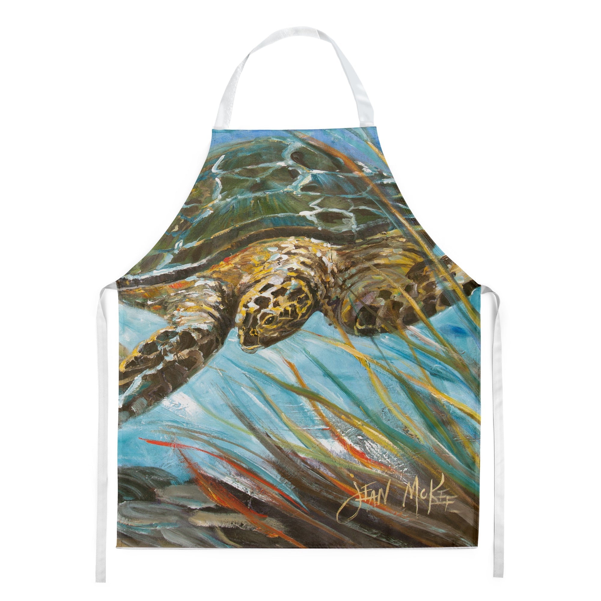 Loggerhead Sea Turtle Apron Cooking Kitchen Server Baking Crafts Gardening for Adult Women Men, Unisex, Large, Multicolor