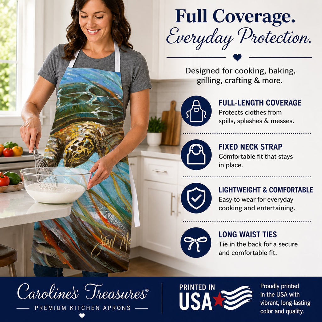 Loggerhead Sea Turtle Apron Cooking Kitchen Server Baking Crafts Gardening for Adult Women Men, Unisex, Large, Multicolor
