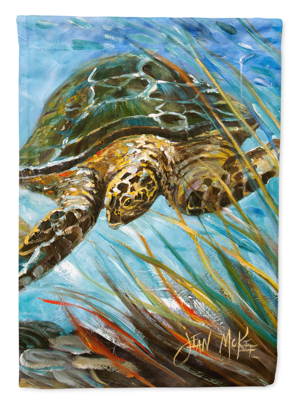 Loggerhead Sea Turtle House Flag 28x40 Porch Sleeve Pole Decorative Outside Yard Banner Artwork Wall Hanging, Polyester