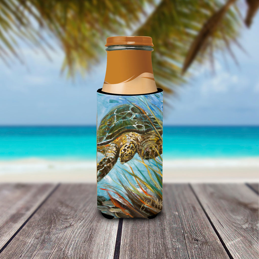 Loggerhead Sea Turtle Slim Can Hugger , Insulated Foam Hugger for 12 oz Slim Cans, Beer Bottles & Water Bottles, Printed in USA