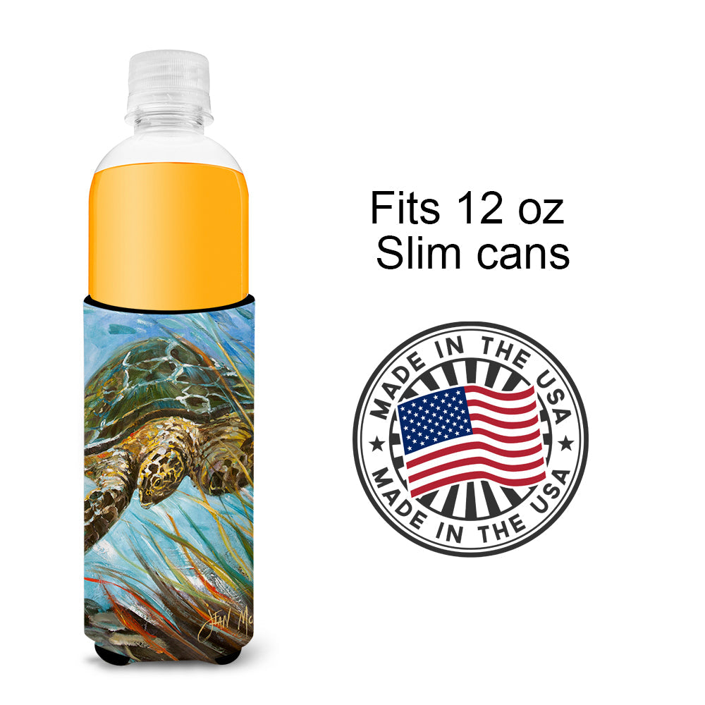 Loggerhead Sea Turtle Slim Can Hugger , Insulated Foam Hugger for 12 oz Slim Cans, Beer Bottles & Water Bottles, Printed in USA