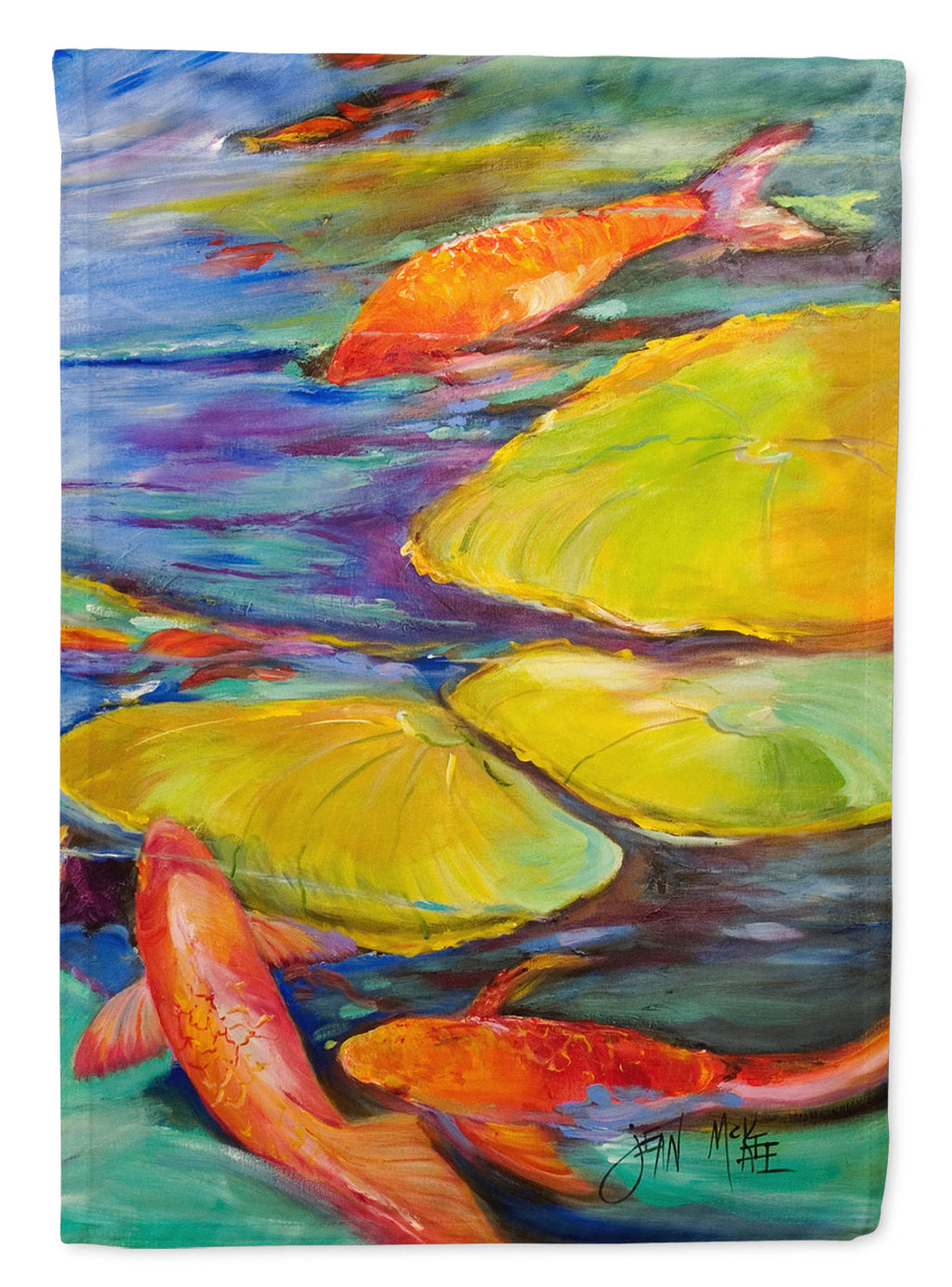Koi House Flag 28x40 Porch Sleeve Pole Decorative Outside Yard Banner Artwork Wall Hanging, Polyester