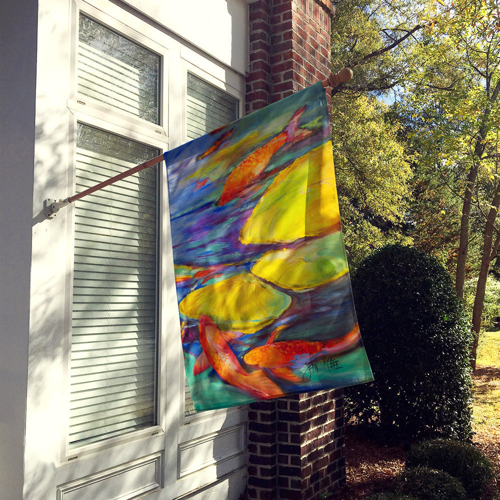 Koi House Flag 28x40 Porch Sleeve Pole Decorative Outside Yard Banner Artwork Wall Hanging, Polyester