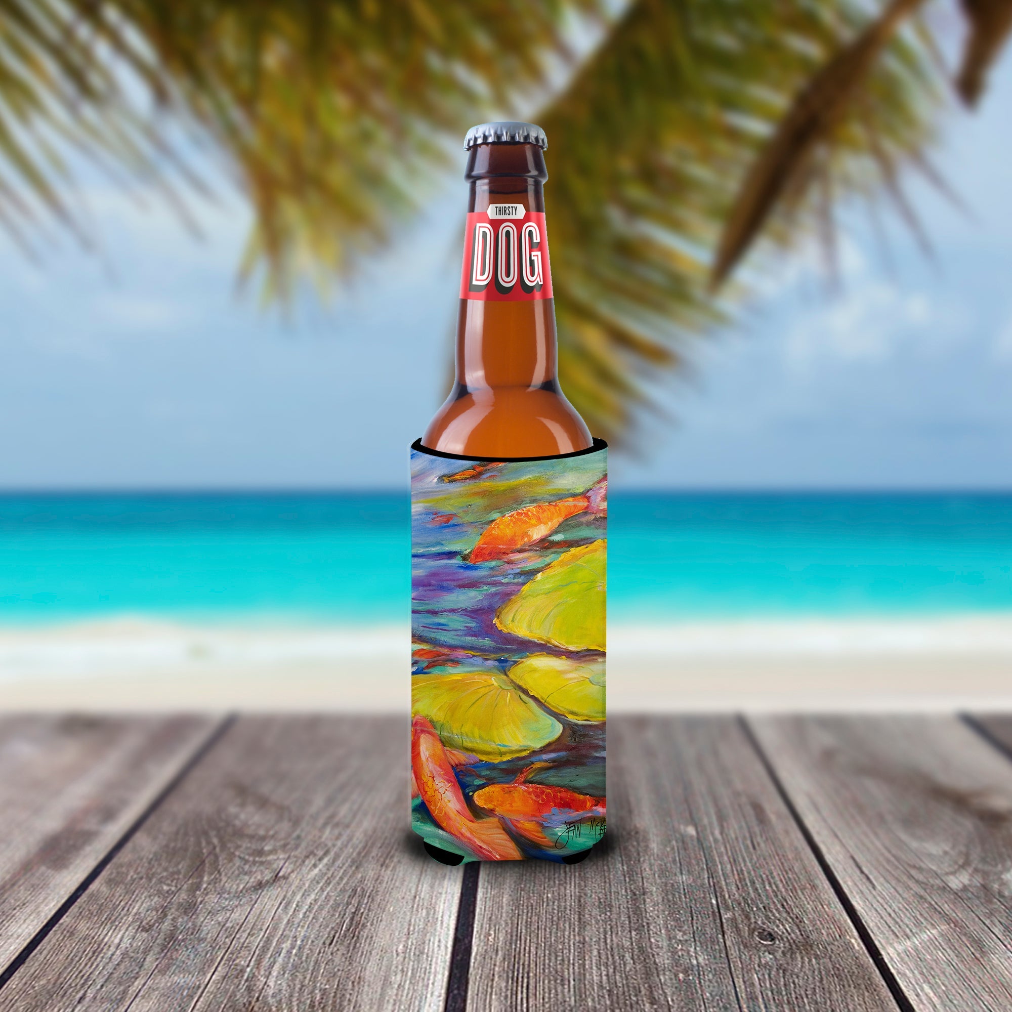 Koi Slim Can Hugger , Insulated Foam Hugger for 12 oz Slim Cans, Beer Bottles & Water Bottles, Printed in USA