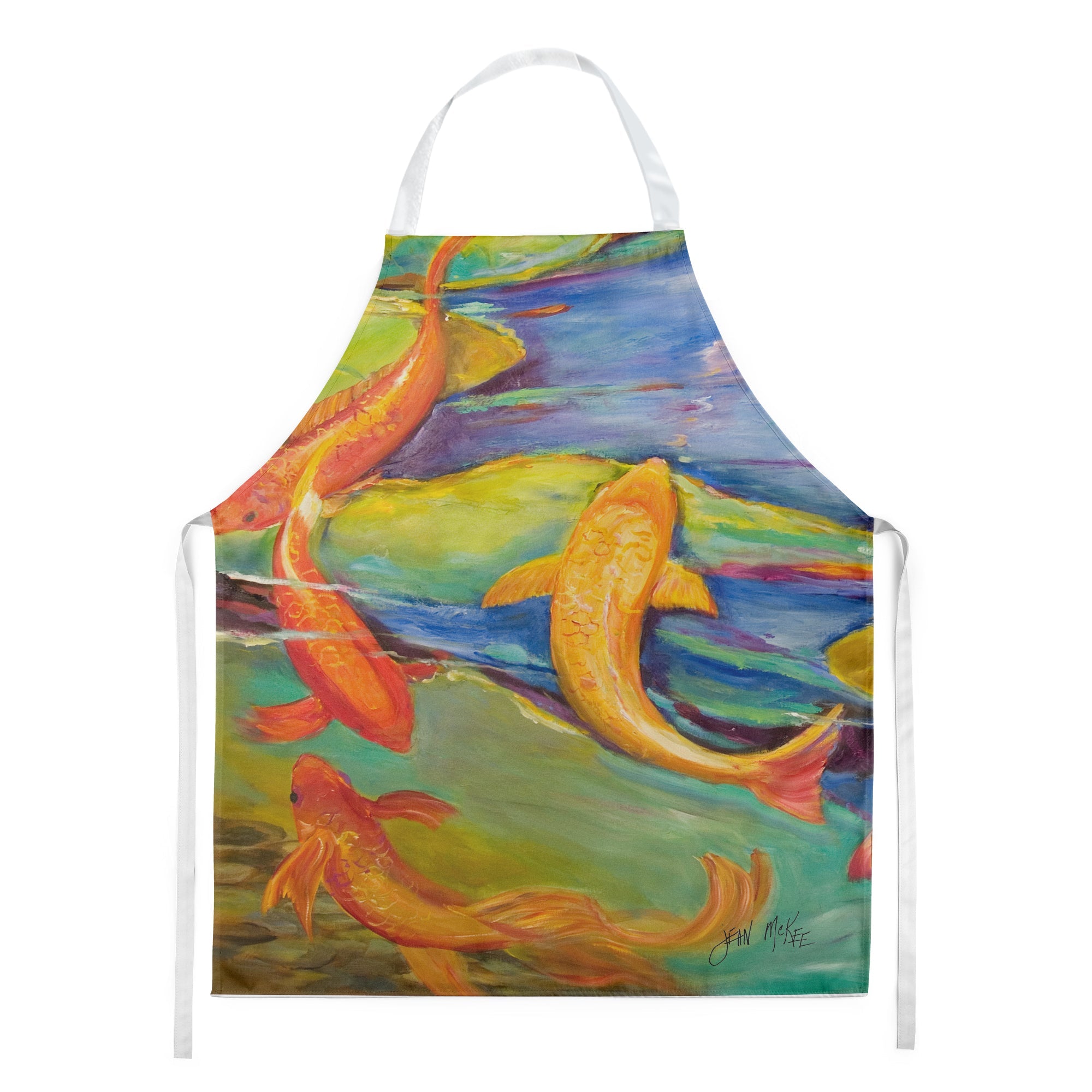 Koi Apron Cooking Kitchen Server Baking Crafts Gardening for Adult Women Men, Unisex, Large, Multicolor