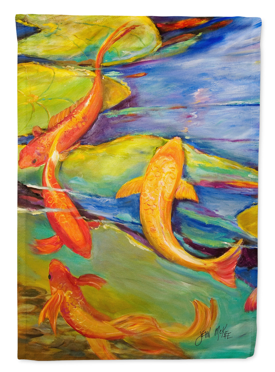 Koi House Flag 28x40 Porch Sleeve Pole Decorative Outside Yard Banner Artwork Wall Hanging, Polyester