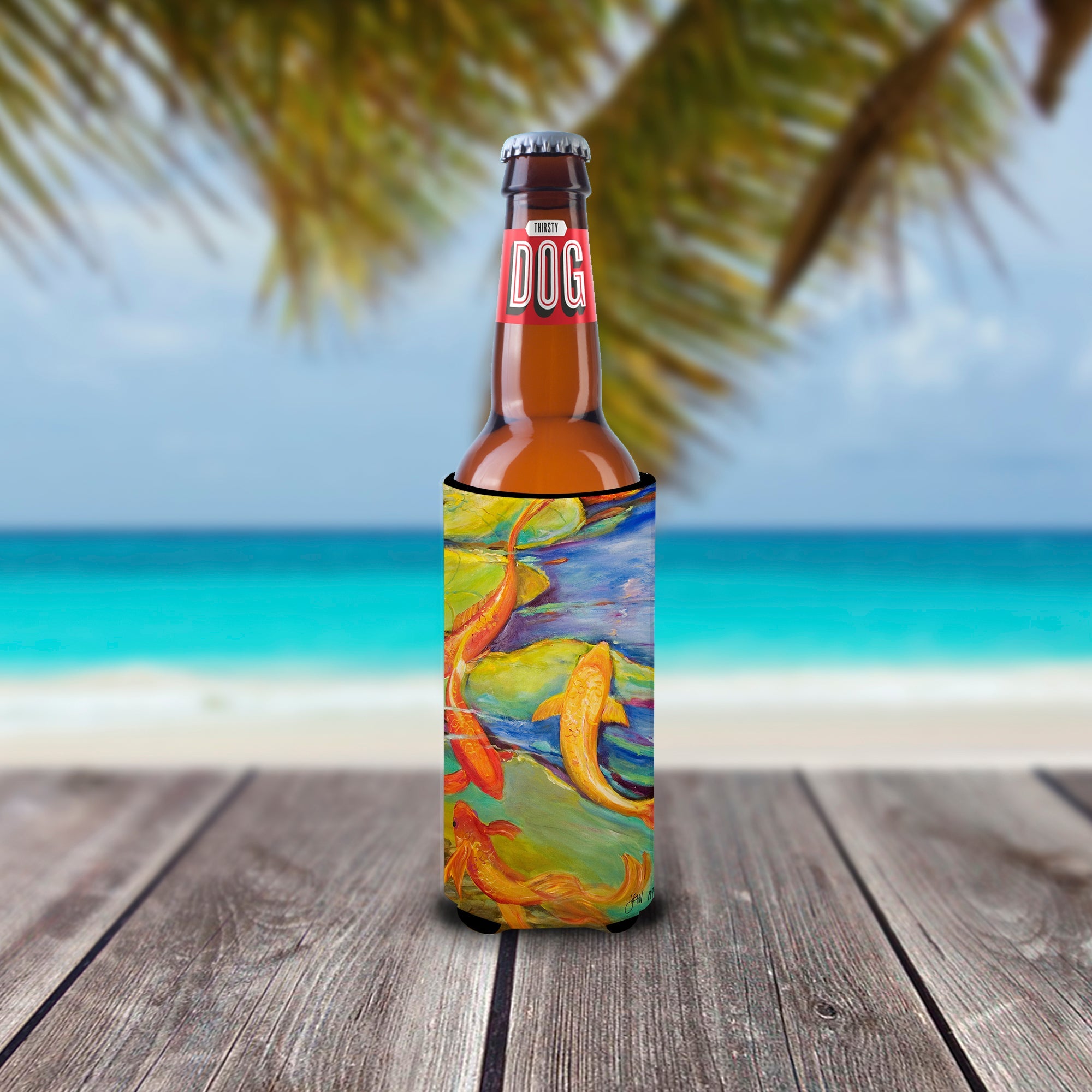 Koi Slim Can Hugger , Insulated Foam Hugger for 12 oz Slim Cans, Beer Bottles & Water Bottles, Printed in USA