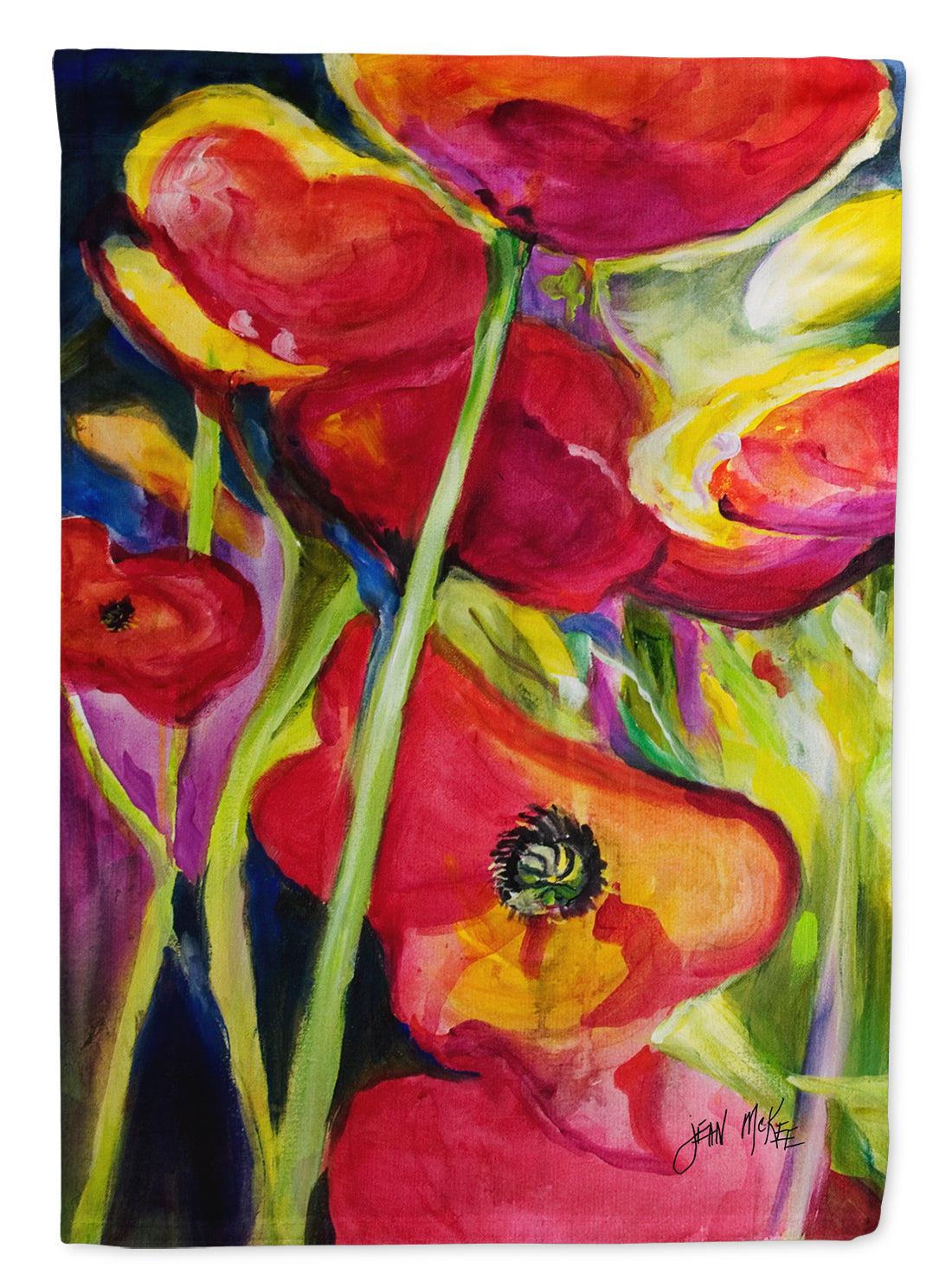 Poppies House Flag 28x40 Porch Sleeve Pole Decorative Outside Yard Banner Artwork Wall Hanging, Polyester