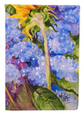 Hydrangea and Sunflower House Flag 28x40 Porch Sleeve Pole Decorative Outside Yard Banner Artwork Wall Hanging, Polyester