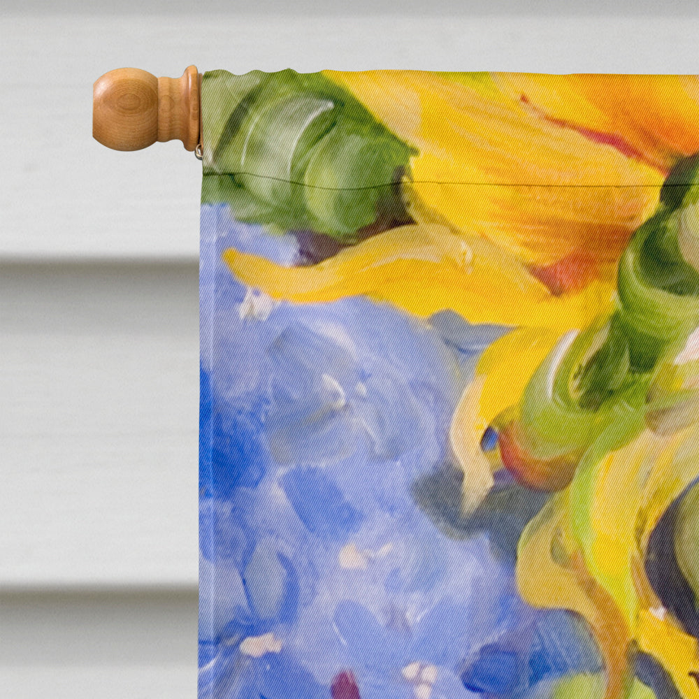 Hydrangea and Sunflower House Flag 28x40 Porch Sleeve Pole Decorative Outside Yard Banner Artwork Wall Hanging, Polyester