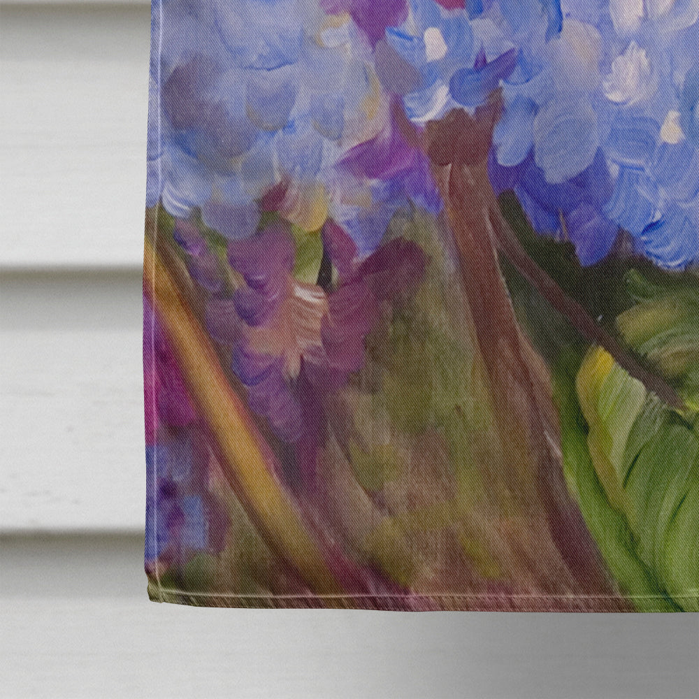 Hydrangea and Sunflower House Flag 28x40 Porch Sleeve Pole Decorative Outside Yard Banner Artwork Wall Hanging, Polyester
