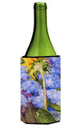 Hydrangea and Sunflower Wine Bottle Hugger Gift Sleeve for Standard 750 ml Bottles, Insulated Reusable Also Fits Mini Shot & Pint Bottles