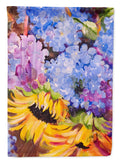 Hydrangeas and Sunflowers House Flag 28x40 Porch Sleeve Pole Decorative Outside Yard Banner Artwork Wall Hanging, Polyester