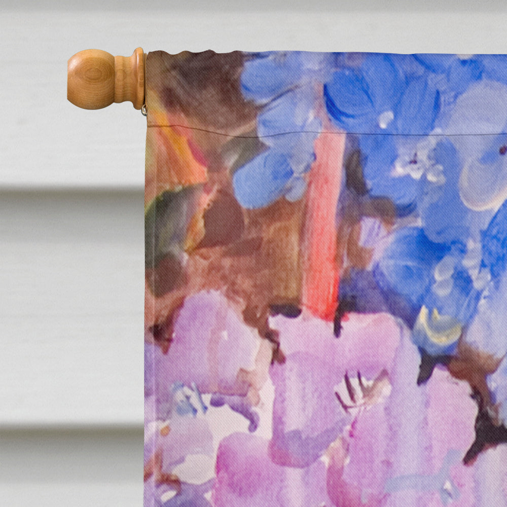 Hydrangeas and Sunflowers House Flag 28x40 Porch Sleeve Pole Decorative Outside Yard Banner Artwork Wall Hanging, Polyester