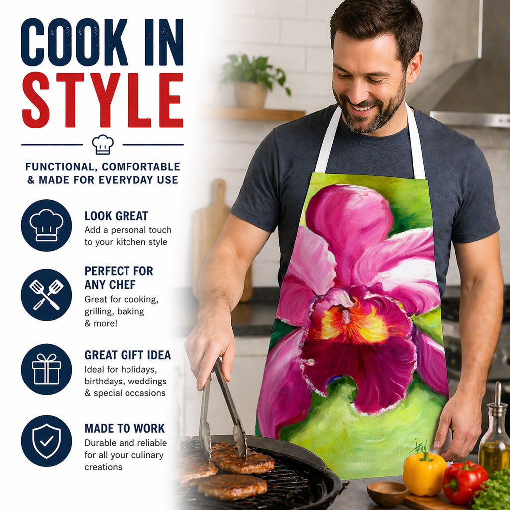 Orchid Apron Cooking Kitchen Server Baking Crafts Gardening for Adult Women Men, Unisex, Large, Multicolor