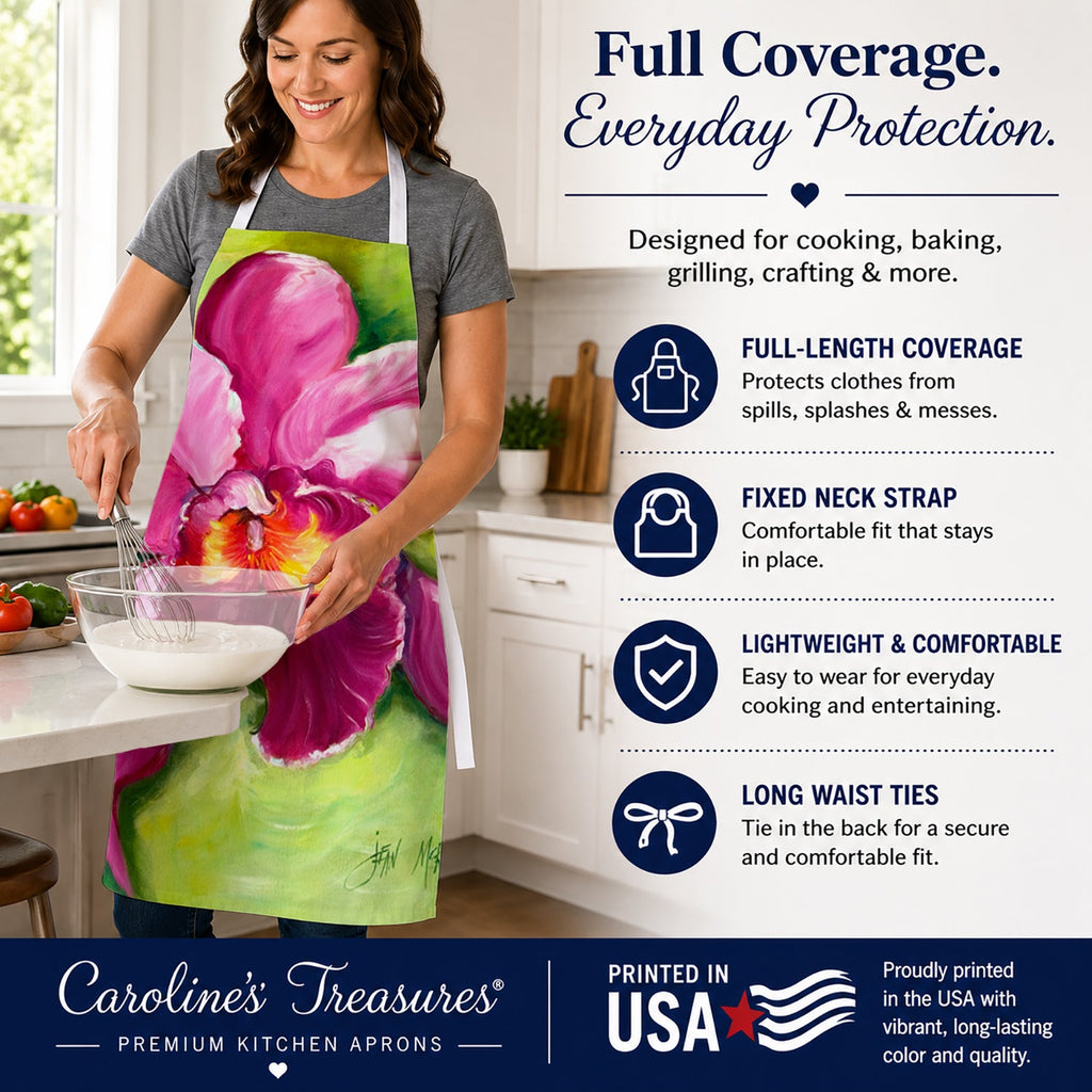 Orchid Apron Cooking Kitchen Server Baking Crafts Gardening for Adult Women Men, Unisex, Large, Multicolor