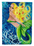 Blonde Mermaid House Flag 28x40 Porch Sleeve Pole Decorative Outside Yard Banner Artwork Wall Hanging, Polyester