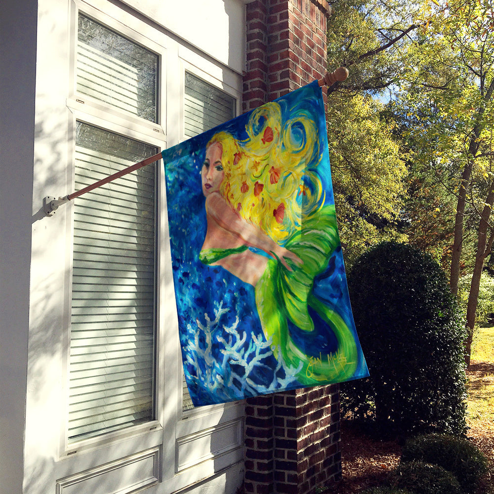 Blonde Mermaid House Flag 28x40 Porch Sleeve Pole Decorative Outside Yard Banner Artwork Wall Hanging, Polyester