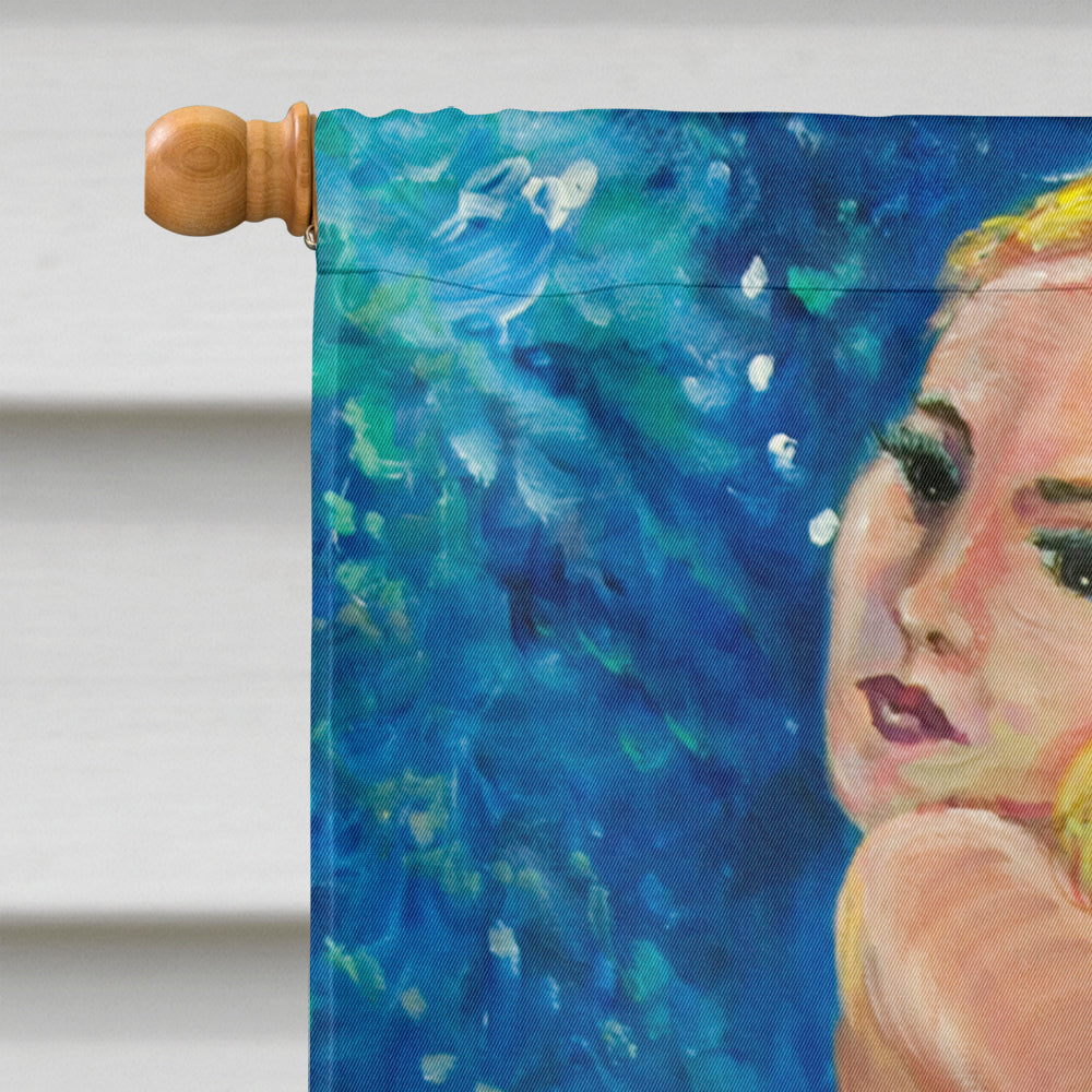 Blonde Mermaid House Flag 28x40 Porch Sleeve Pole Decorative Outside Yard Banner Artwork Wall Hanging, Polyester