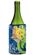 Blonde Mermaid Wine Bottle Hugger Gift Sleeve for Standard 750 ml Bottles, Insulated Reusable Also Fits Mini Shot & Pint Bottles
