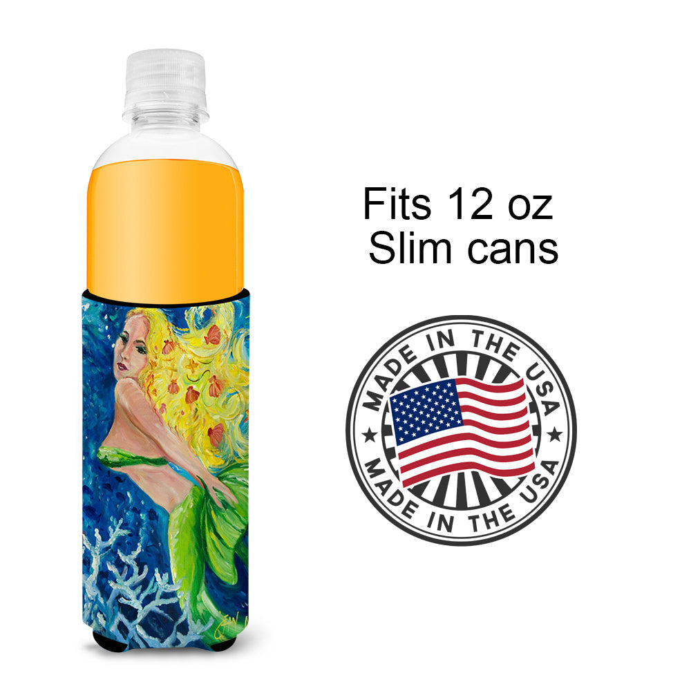 Blonde Mermaid Slim Can Hugger , Insulated Foam Hugger for 12 oz Slim Cans, Beer Bottles & Water Bottles, Printed in USA