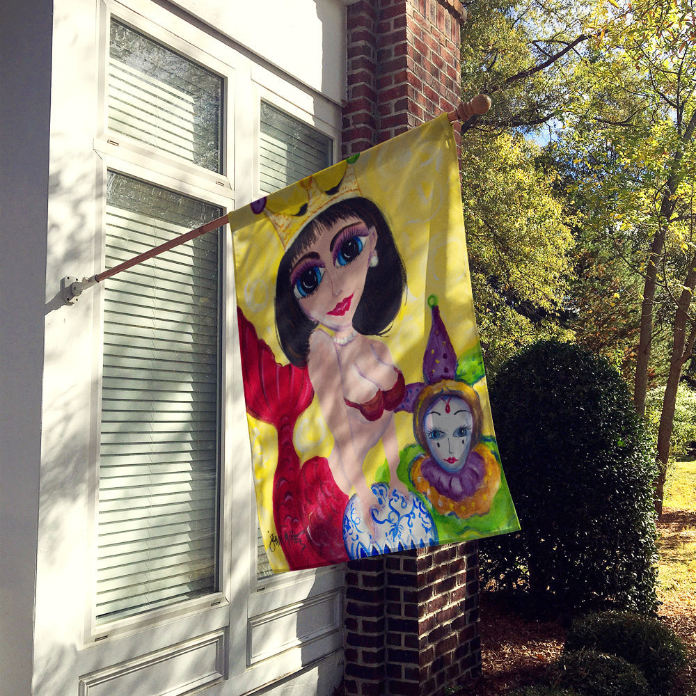 Mardi Gras Queen Mermaid House Flag 28x40 Porch Sleeve Pole Decorative Outside Yard Banner Artwork Wall Hanging, Polyester