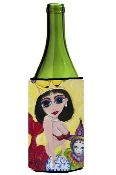 Mardi Gras Queen Mermaid Wine Bottle Hugger Gift Sleeve for Standard 750 ml Bottles, Insulated Reusable Also Fits Mini Shot & Pint Bottles