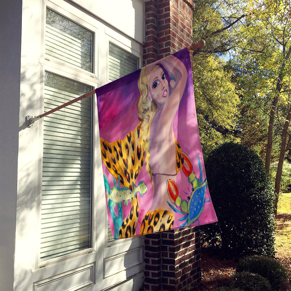 Pink Mermaid House Flag 28x40 Porch Sleeve Pole Decorative Outside Yard Banner Artwork Wall Hanging, Polyester