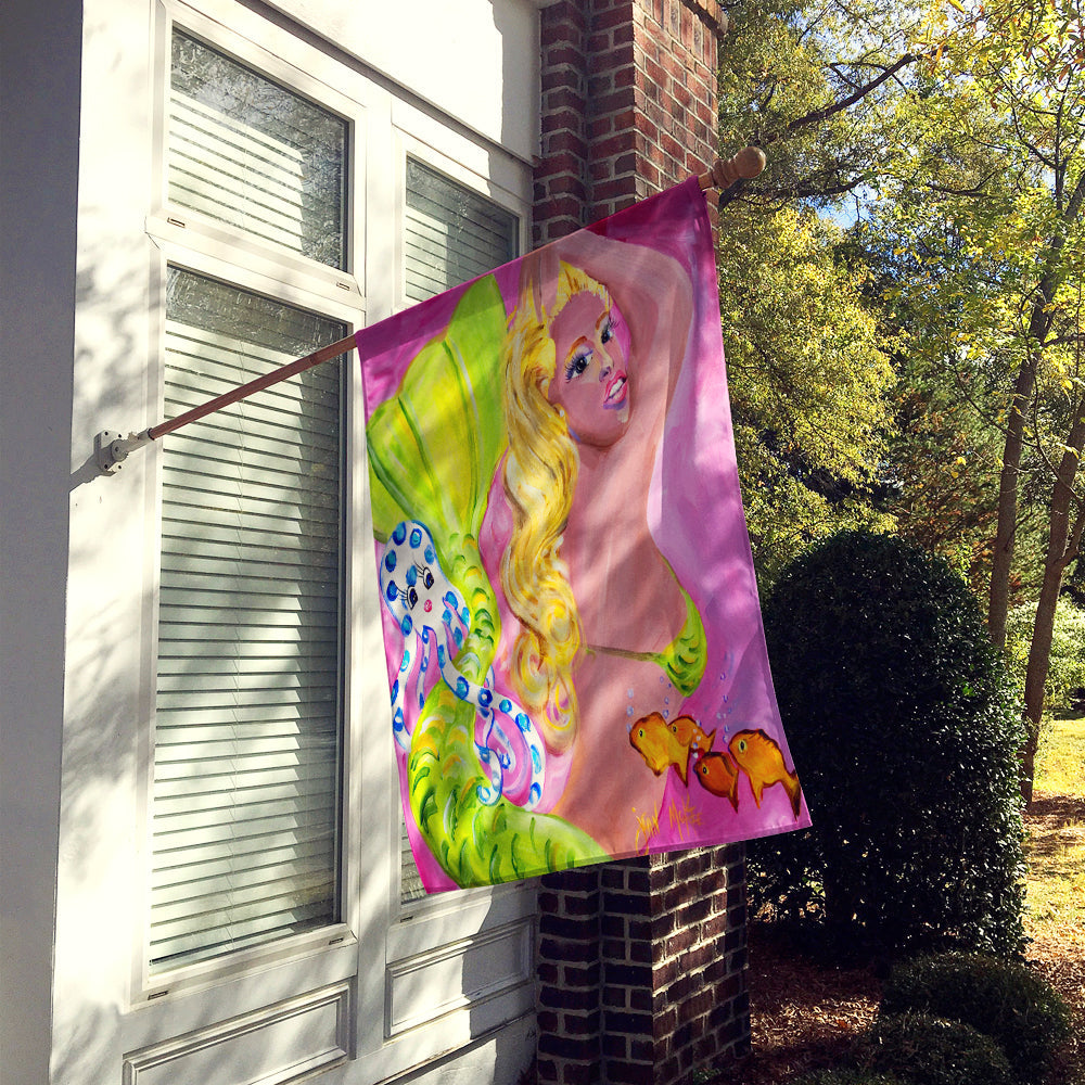 Pink Mermaid House Flag 28x40 Porch Sleeve Pole Decorative Outside Yard Banner Artwork Wall Hanging, Polyester