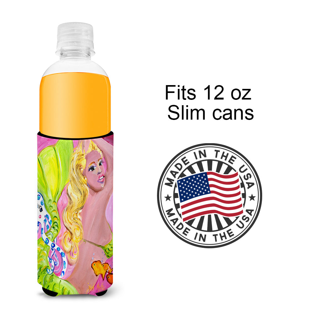 Pink Mermaid Slim Can Hugger , Insulated Foam Hugger for 12 oz Slim Cans, Beer Bottles & Water Bottles, Printed in USA