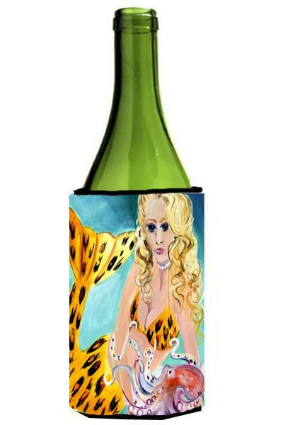Teal Mermaid Wine Bottle Hugger Gift Sleeve for Standard 750 ml Bottles, Insulated Reusable Also Fits Mini Shot & Pint Bottles