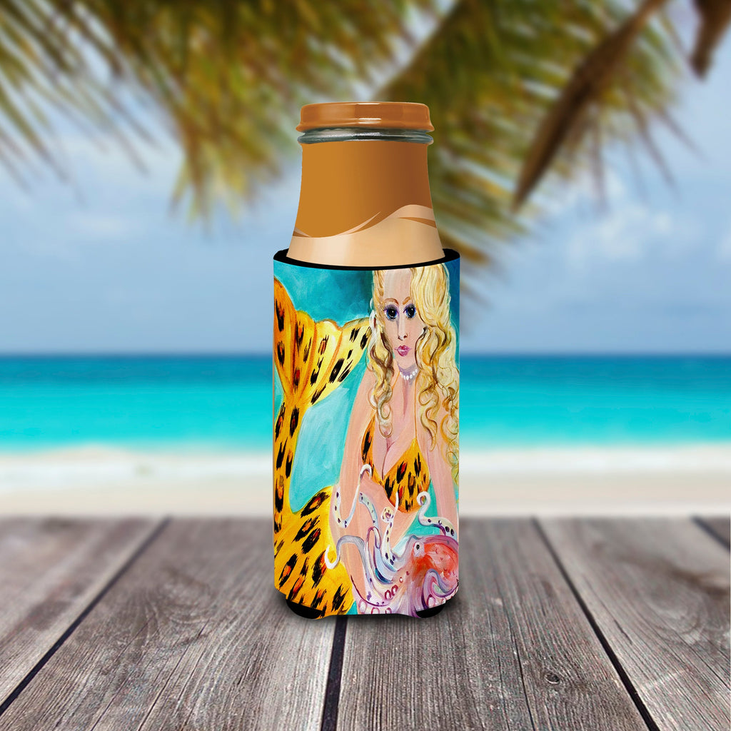 Teal Mermaid Slim Can Hugger , Insulated Foam Hugger for 12 oz Slim Cans, Beer Bottles & Water Bottles, Printed in USA